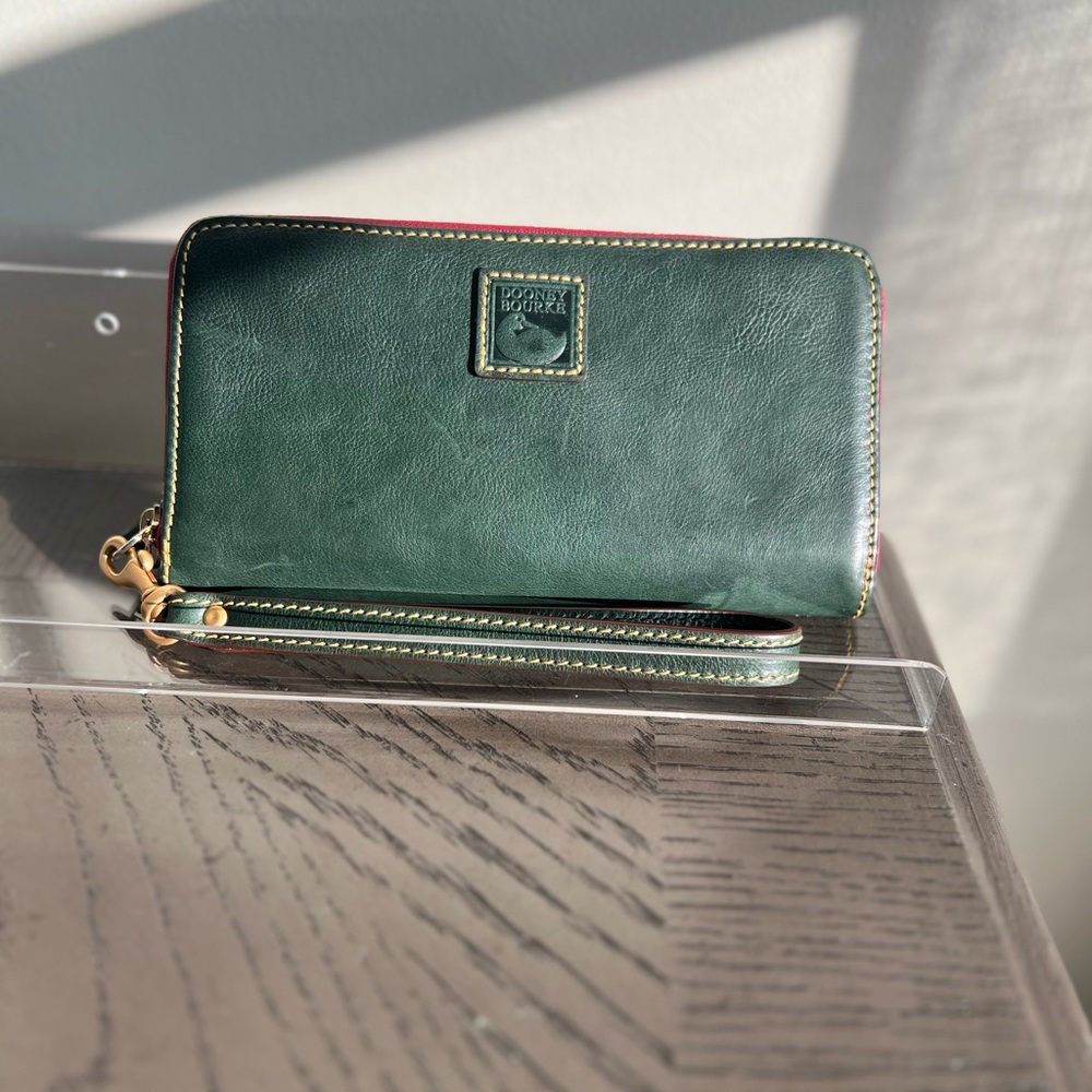 Dooney & Bourke Ivy Green Florentine Large Zip Around Wristlet